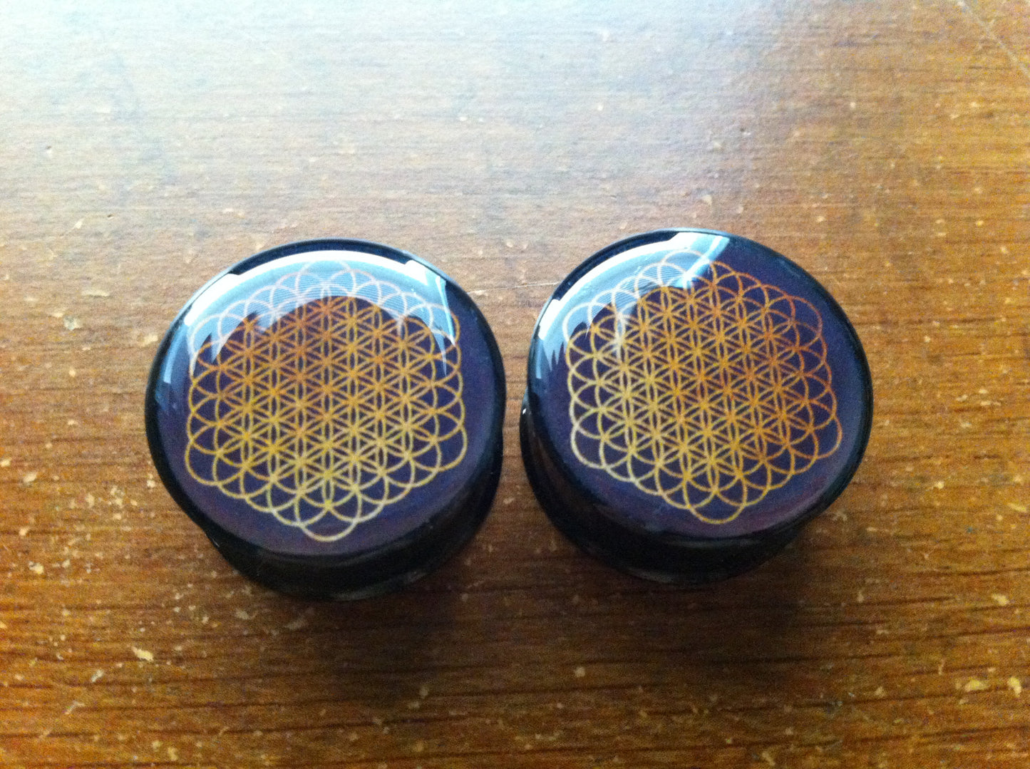 Gold Flower of Life Plugs/Gauges (Buy 2 Pairs, Get 1 Pair Free!)
